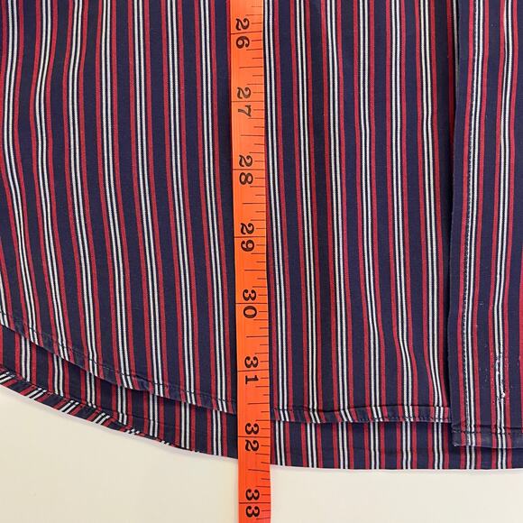 Vintage Tommy Hilfiger Shirt Mens XL 90s Button Down Navy Red Vertical Stripe - Picture 10 of 12